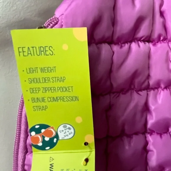 Pickle O Joe Quilted Sling Bag Purple Zip Pockets Lightweight Adjustable NWT - Picture 8 of 11